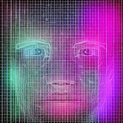 Futuristic Portrait of Man at Computer in Low-Poly Style