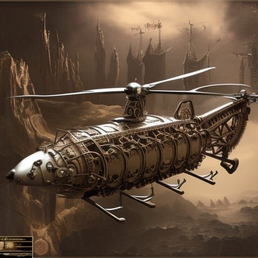 Steampunk Helicopter - AI Generated Artwork - NightCafe Creator