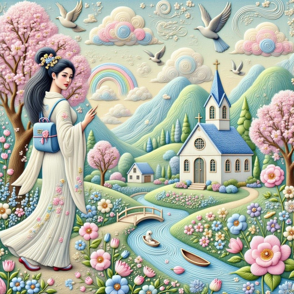  <lora:Pastel Embroidery:1.0> 