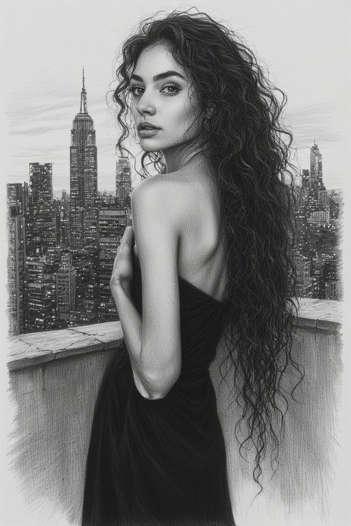 A WOMAN WITH LIGHT BROWN SKIN AND LONG DARK CURLY HAIR IN A ...