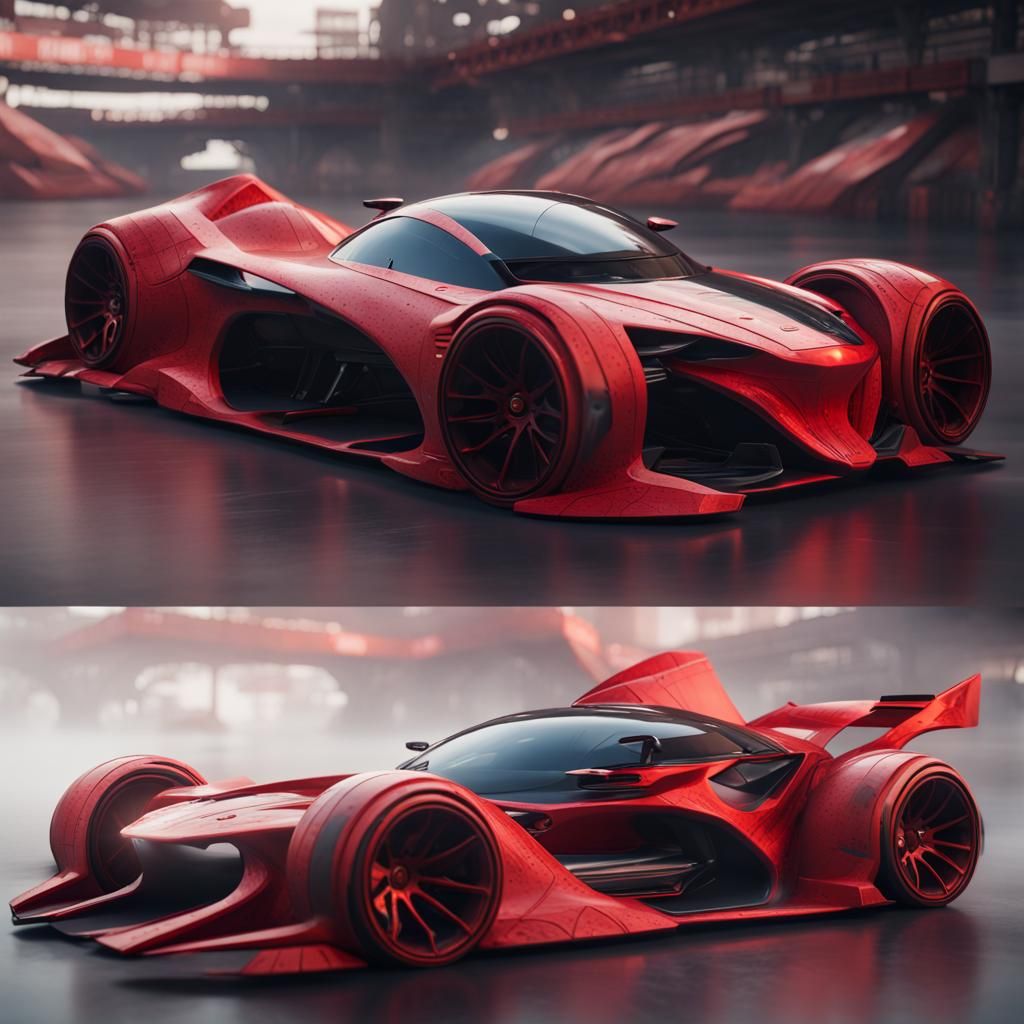 futuristic red race car