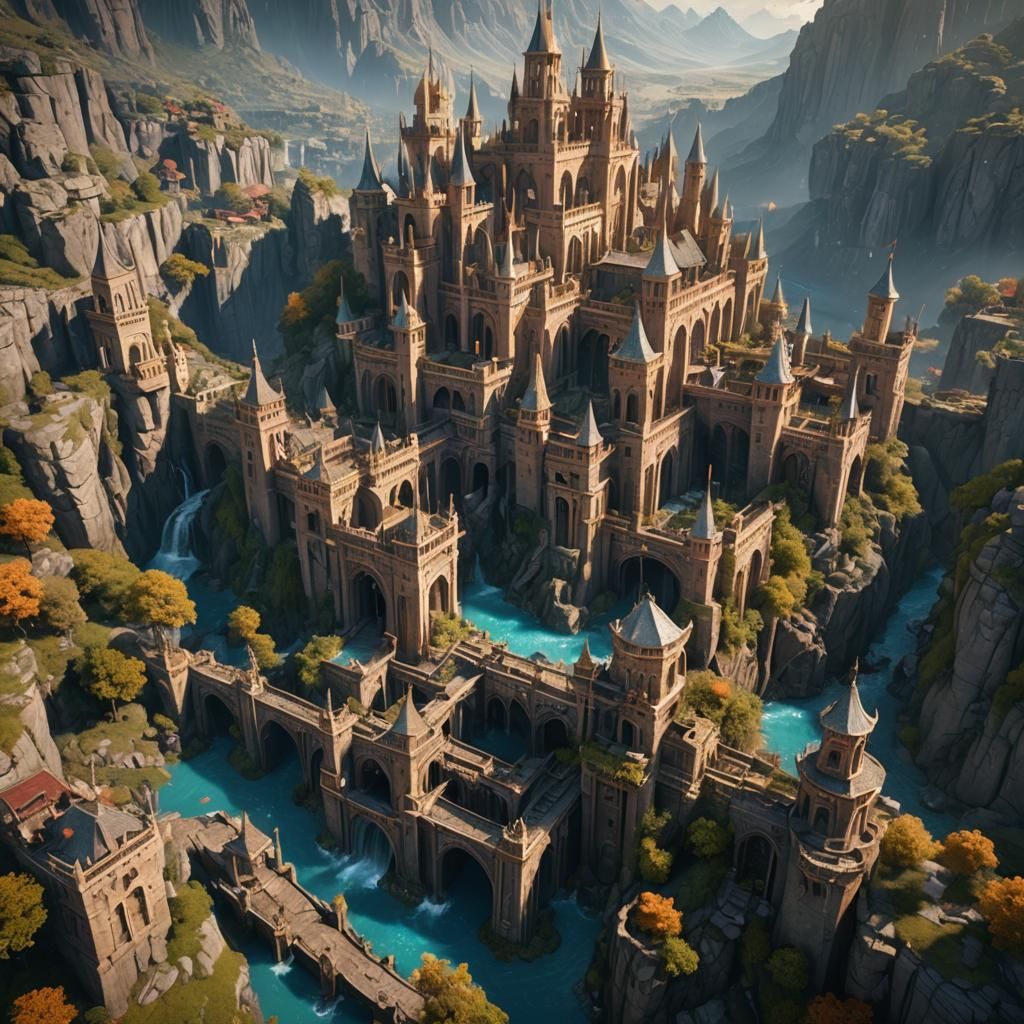 Cute Rabbits in Snowy Fantasy Landscape