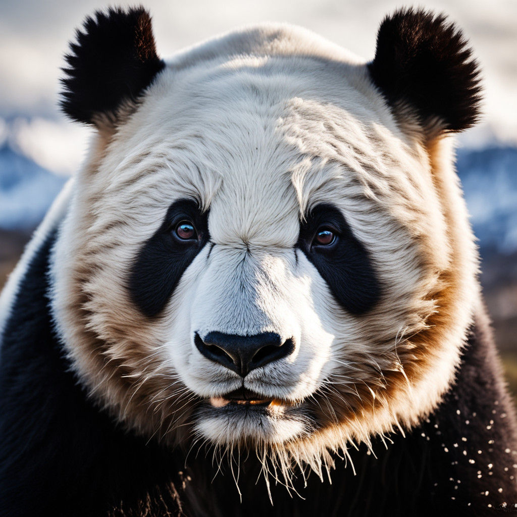 Majestic Giant Panda Embodies Iceland's Frosty Beauty