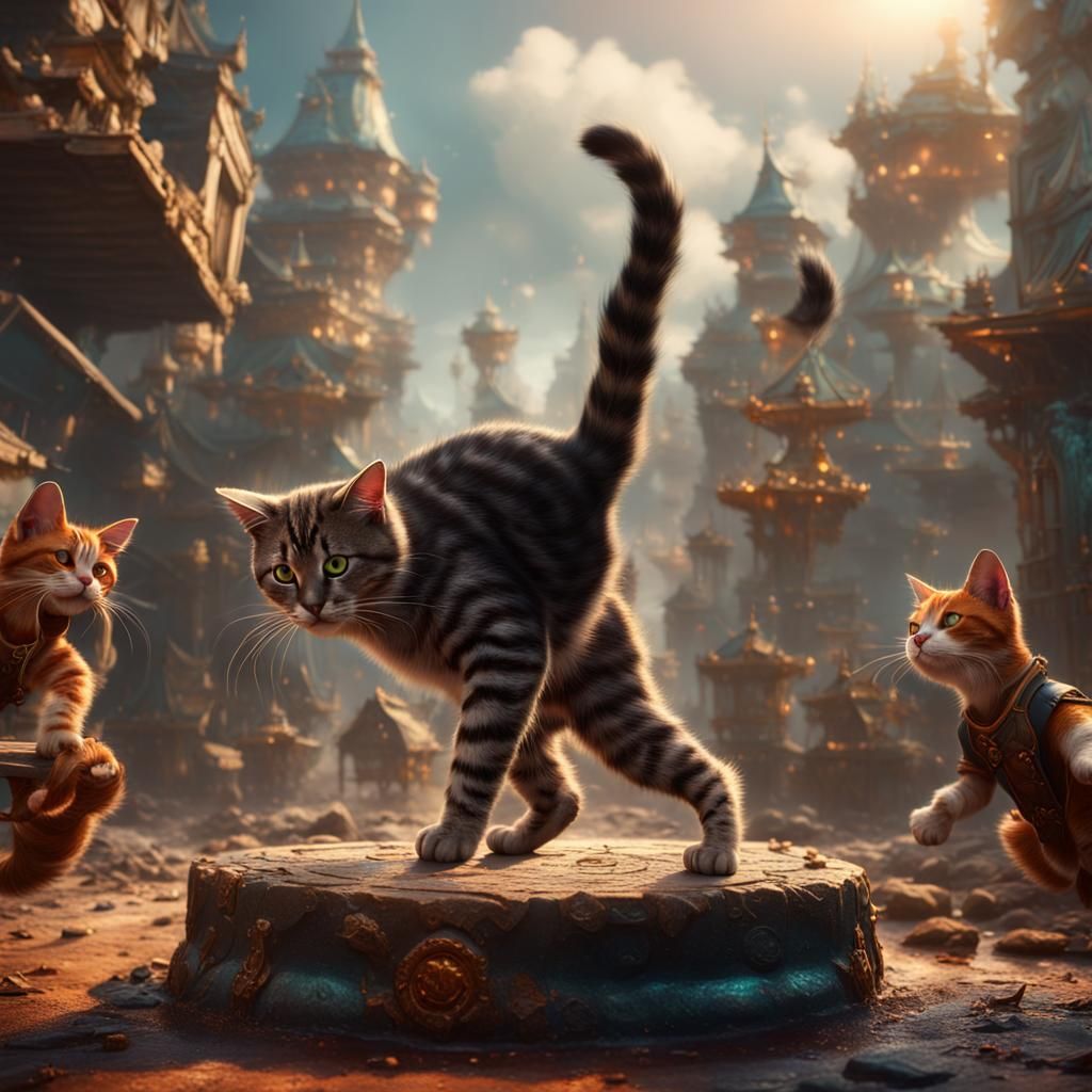 Cats with big muscles doing handstands