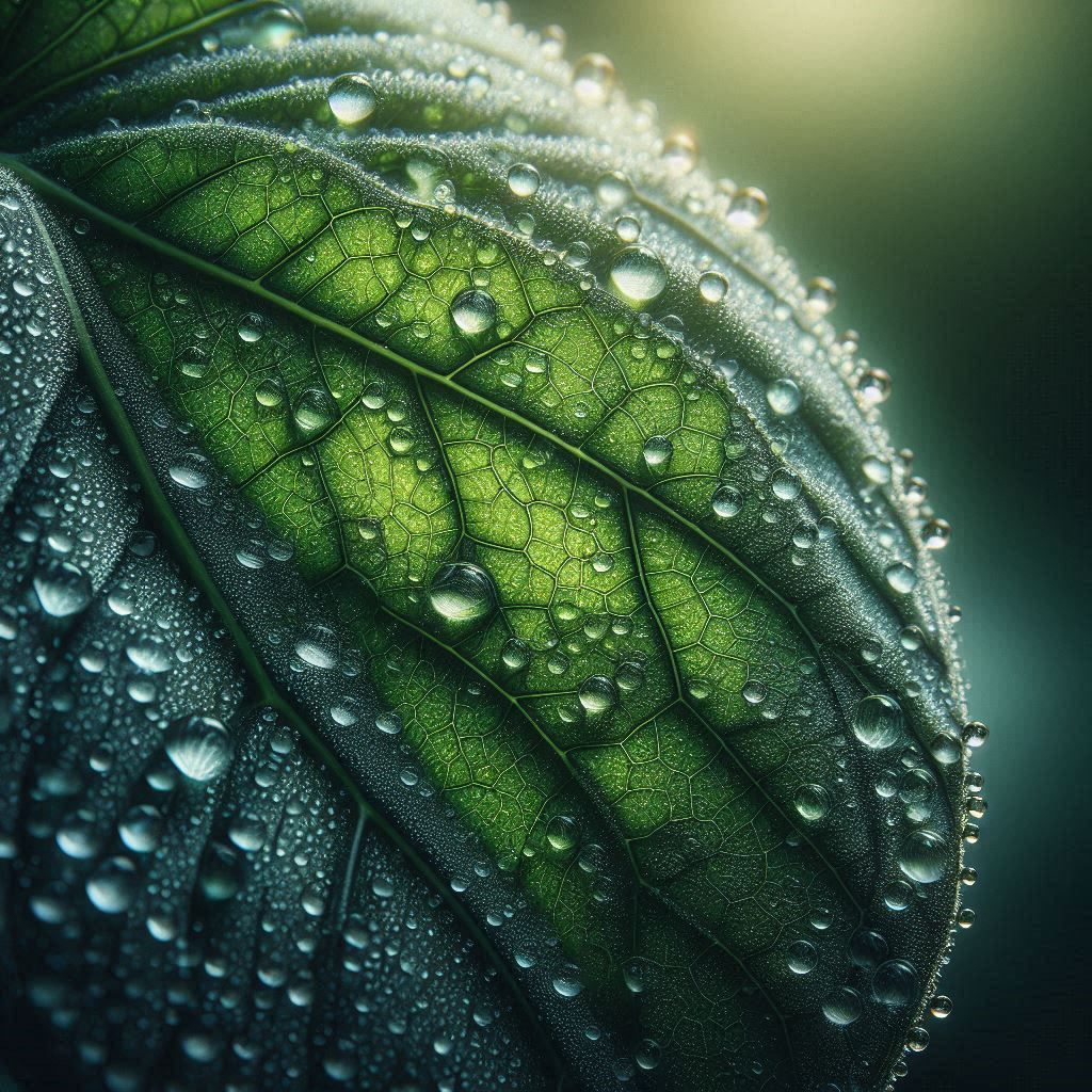 Glistening Water Droplets on a Leaf