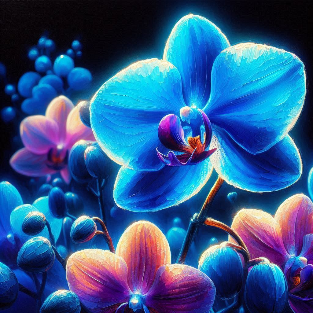 Electric Blue Orchid - AI Generated Artwork - NightCafe Creator