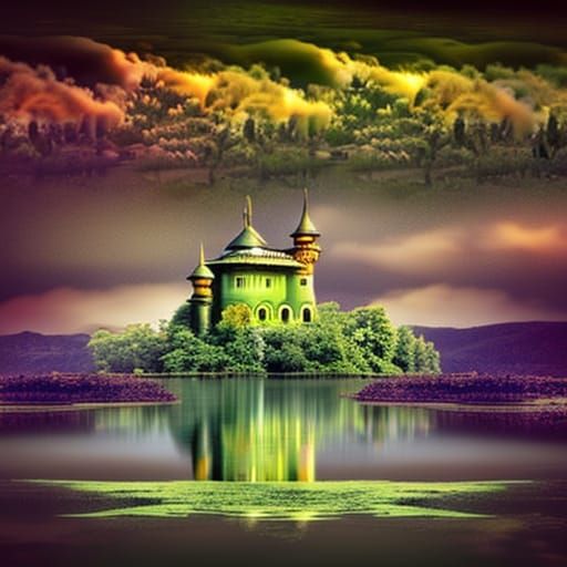 Enchanted castle on the lake