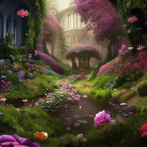 Secret flower garden - AI Generated Artwork - NightCafe Creator