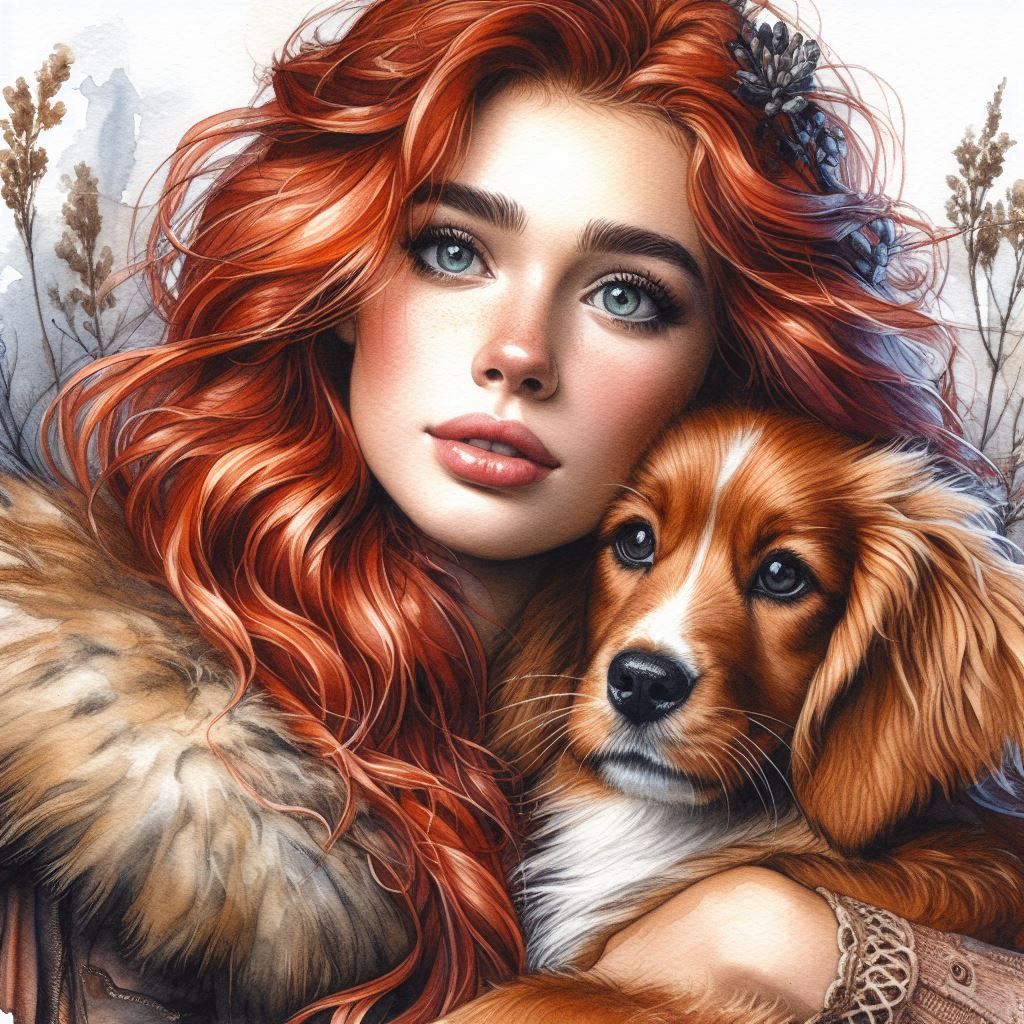 Beautiful Woman Holding A Dog