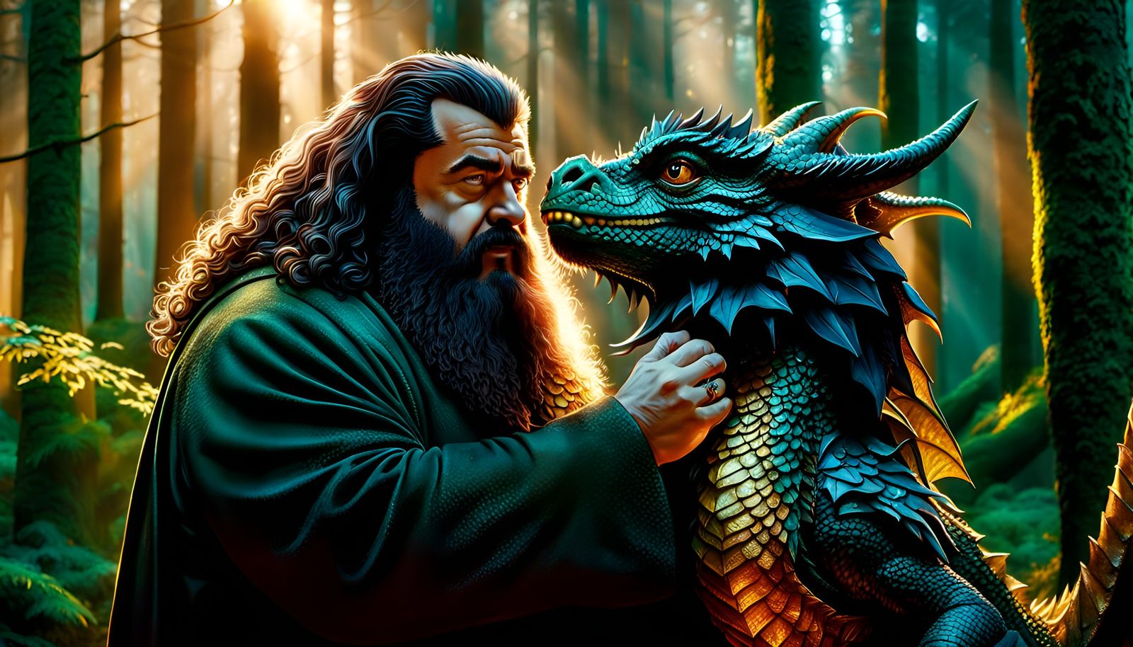 Hagrid playing with his baby dragon pet  by @That cinema teacher