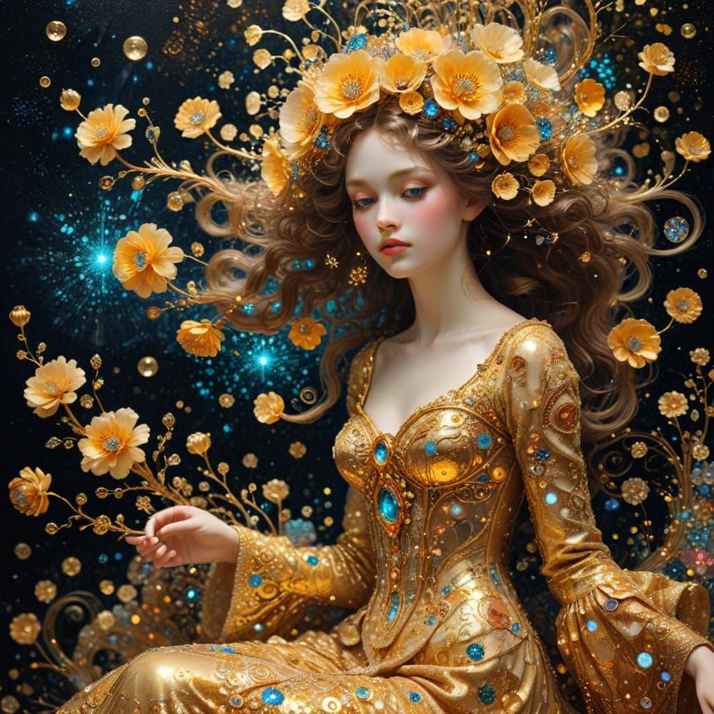 splendiferous Glowing klimtQuantum gold, pointillist glimmer Sparkly sequins magic :: Overlayed with Klimt glow quantum dream manifestation ...