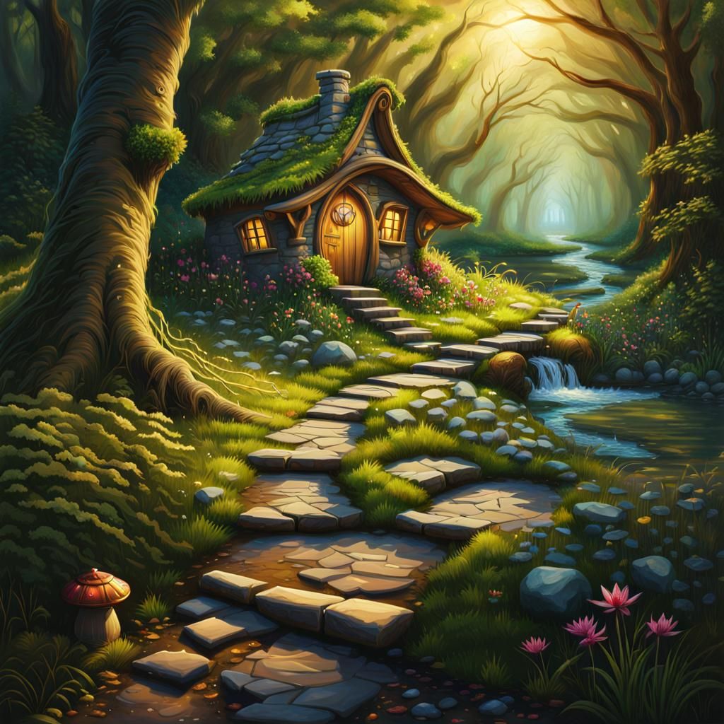 Magical stone path to a fairy's home - AI Generated Artwork - NightCafe ...