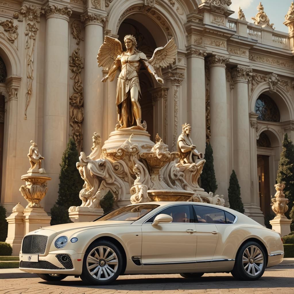 Cream Bentley Concept Art in Matte Painting Style