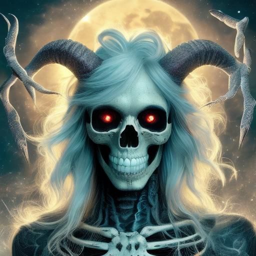 Xray Gothic/alternative Skeleton Glowing Horns Neon woman <lora:BBones:1.0> 