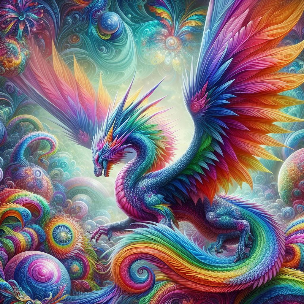 Rainbow Dragon  by @Hawk