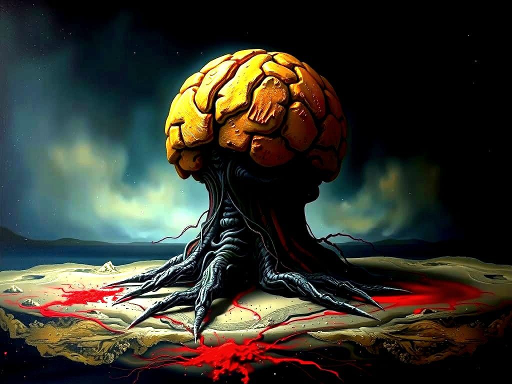 Dark Renaissance Oil Painting in Impasto Style with Rusty, P...