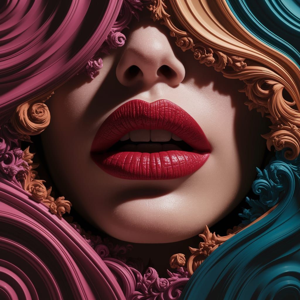 Red Lips in Fantasy Matte Painting