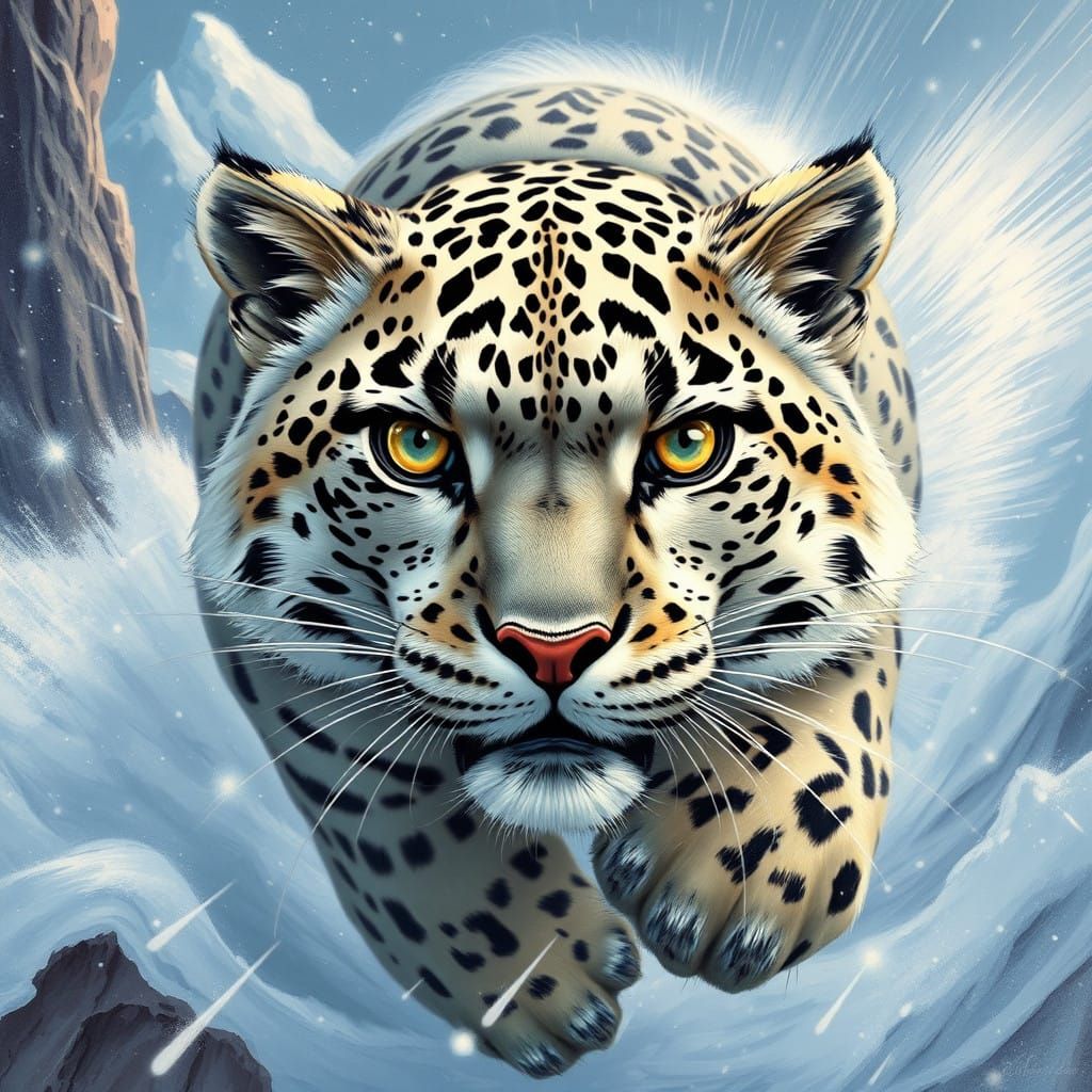 Snow Leopard with Super speed  by @Mauve Marauder