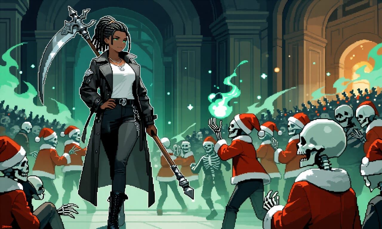 Lyra and her undead Christmas carolers