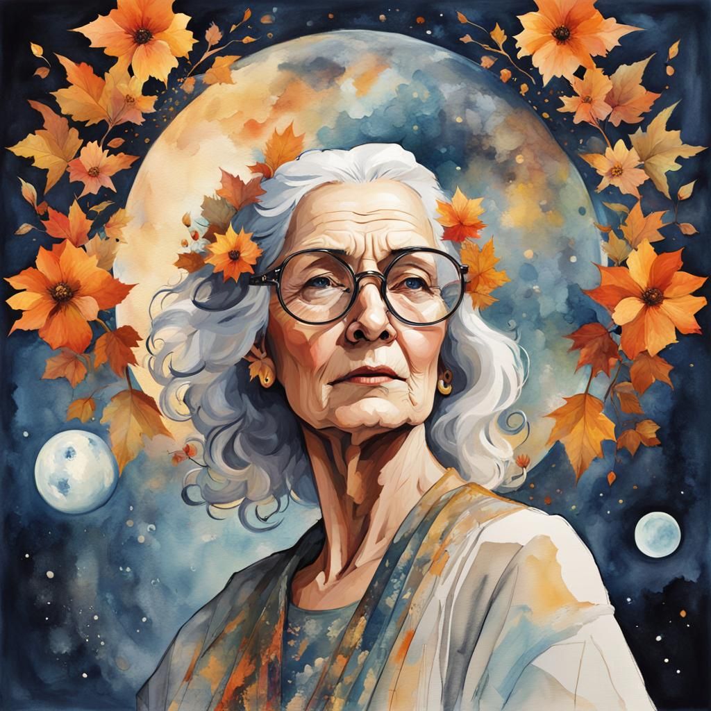 Elderly lady with round glasses AI Generated Artwork NightCafe Creator
