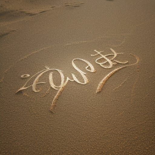 Ephemeral Script Etched in Sand with Soft Amber Light