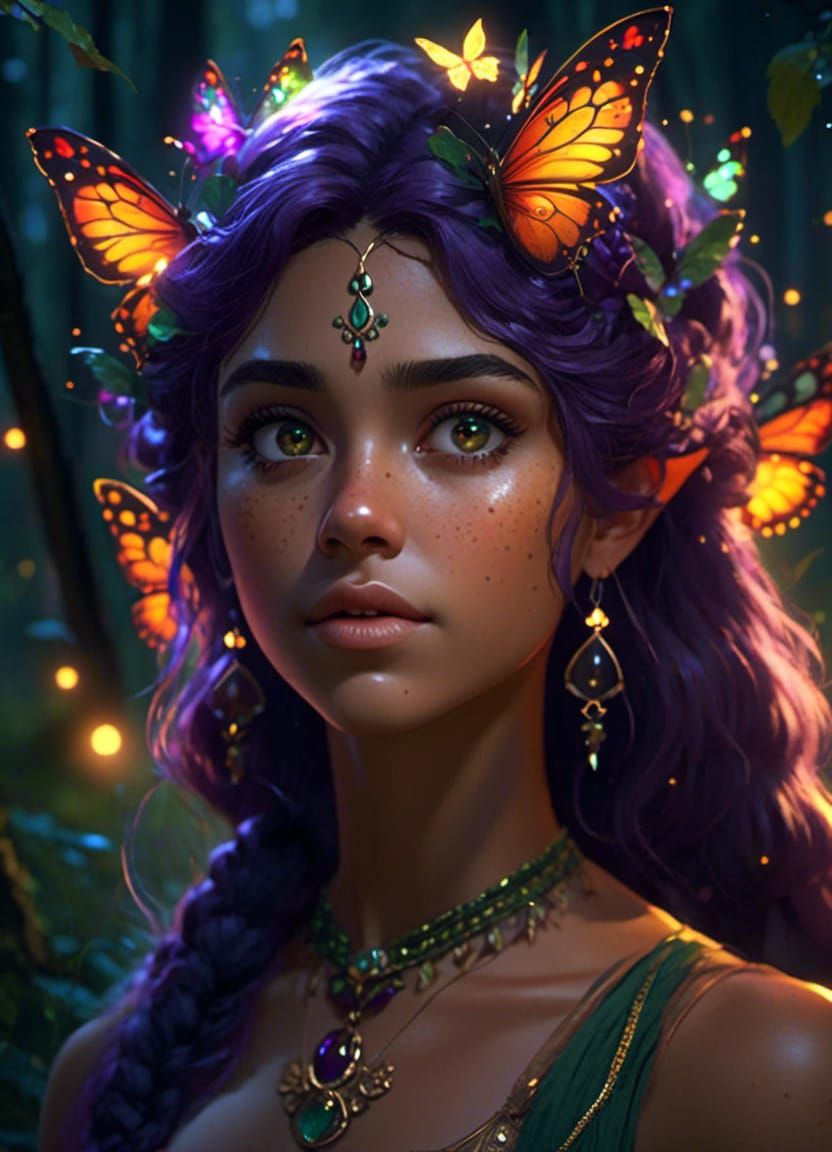 fae woman at night - AI Generated Artwork - NightCafe Creator