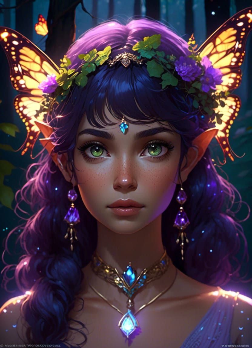 fae woman at night - AI Generated Artwork - NightCafe Creator