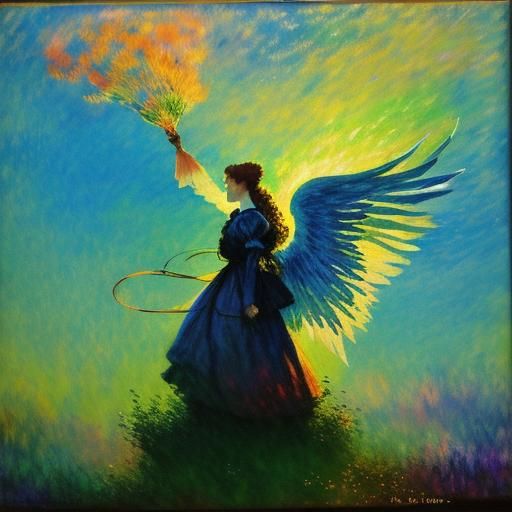 Ethereal Angel in Alcohol Ink Impressionism