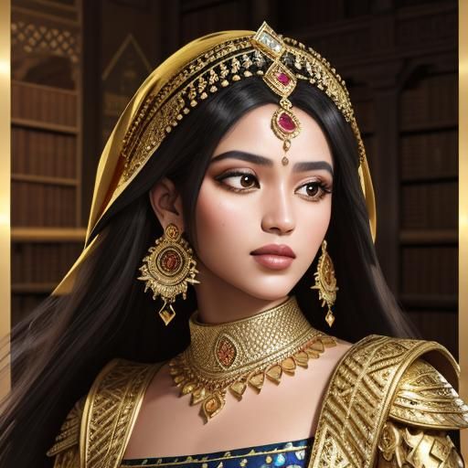 Princess Nahla in Library - AI Generated Artwork - NightCafe Creator