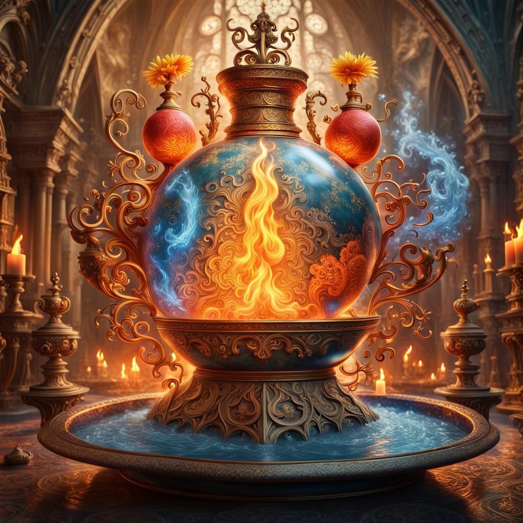 "Hyperdetailed Allegory of medieval european Alchemy, beauti...
