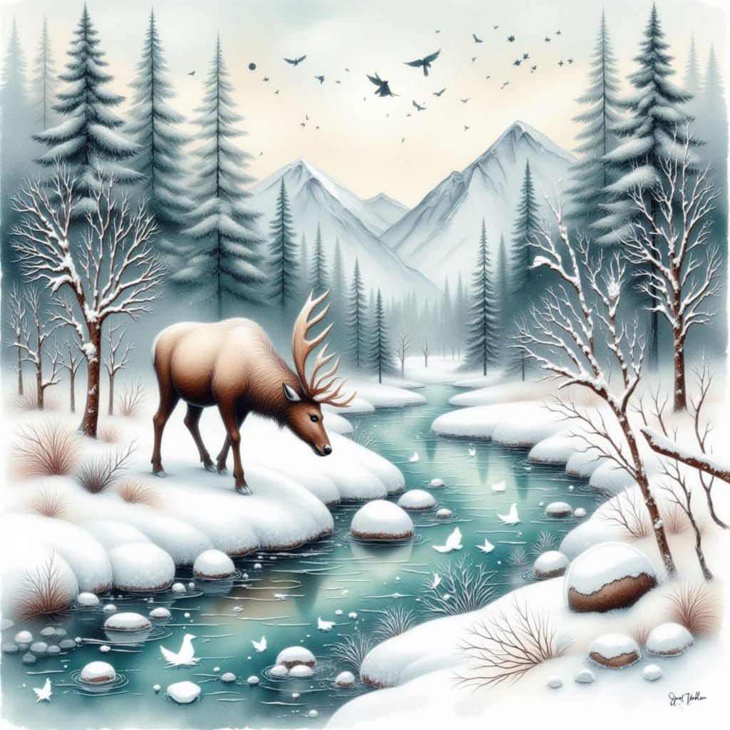 Elk in winter