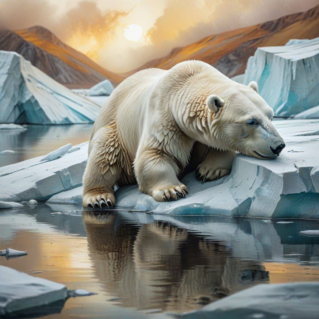 Polar bear on a broken Glacier chunk  by @Nageswara