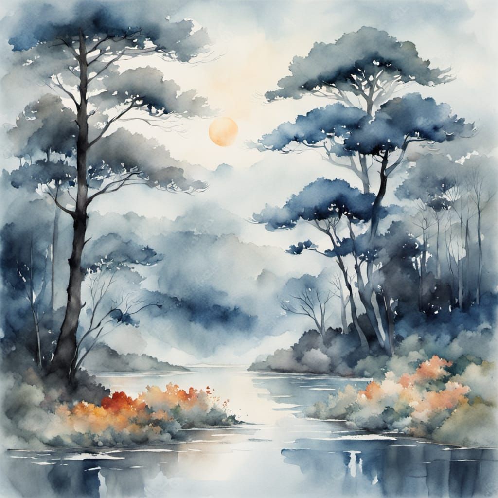 Dreamy Watercolor Station Wagon Back Seat in Soft Focus