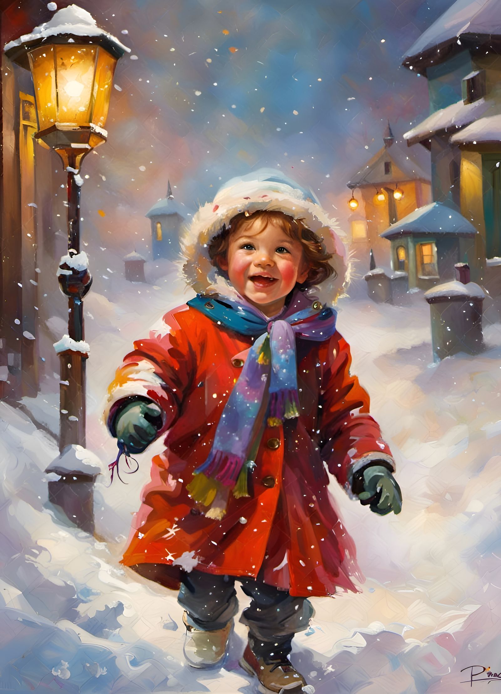 Toddler having fun in the snow  by @Asteria