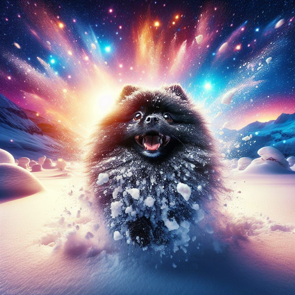 Happy dog in the snow  by @Ann