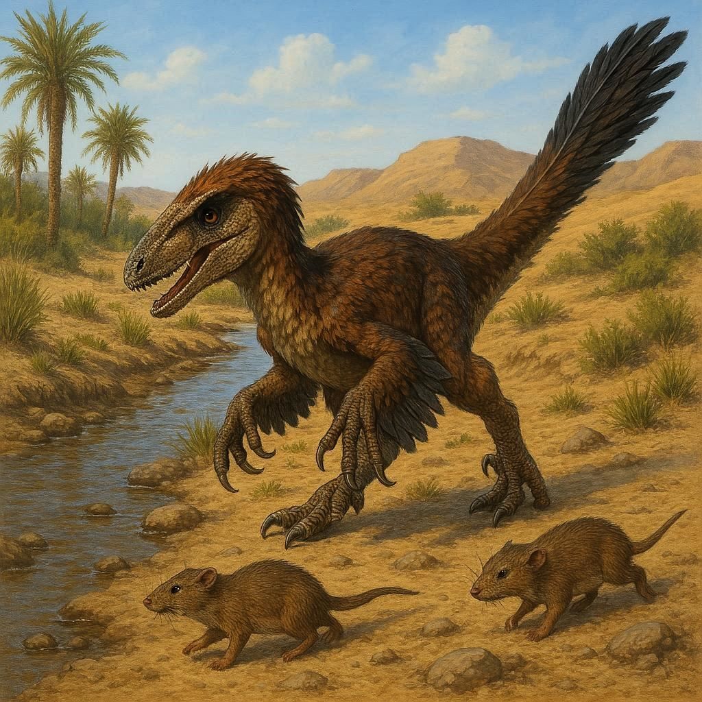 Utahraptor Hunting Early Mammals