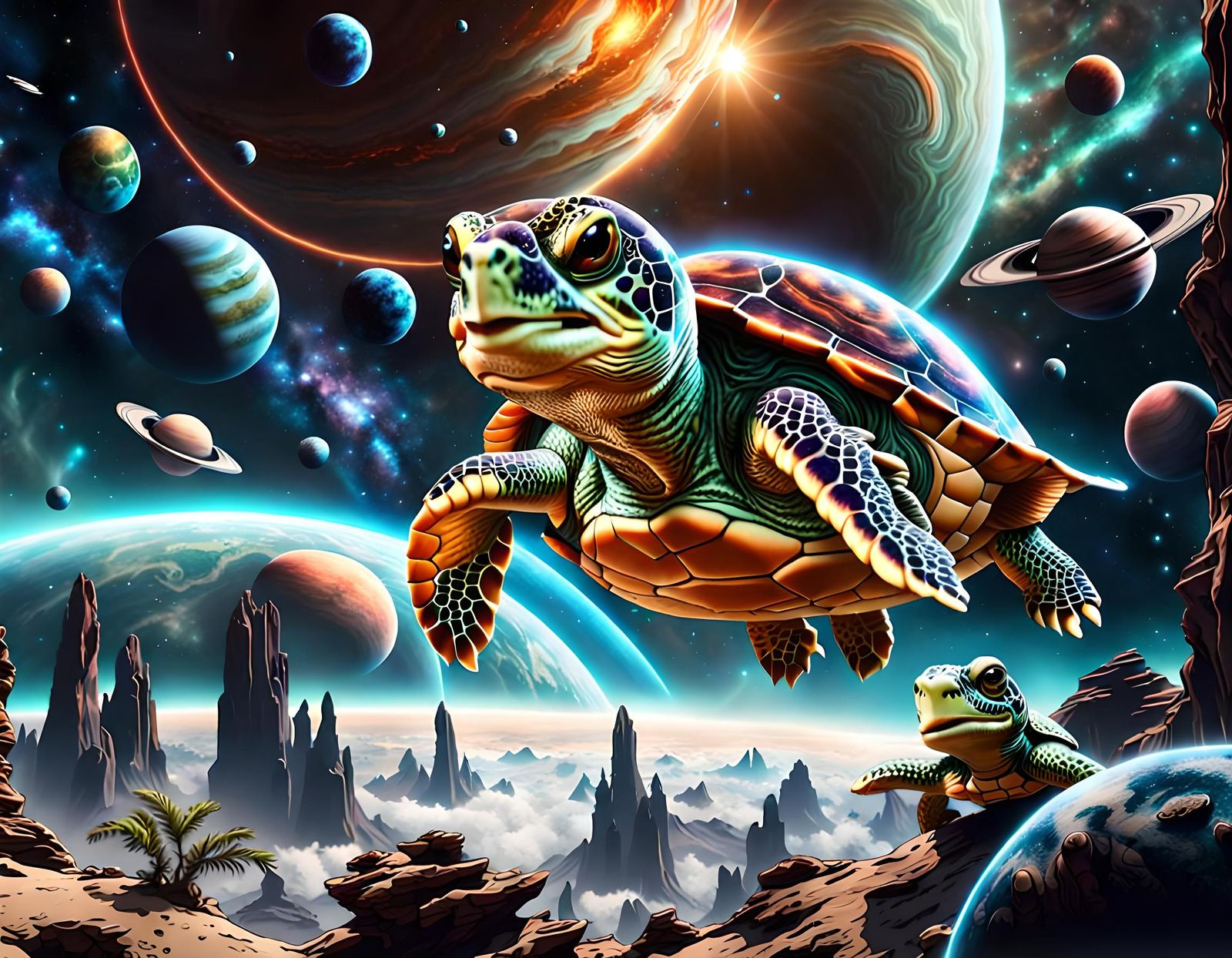 Outer space turtle   by @Jefar Lamer 