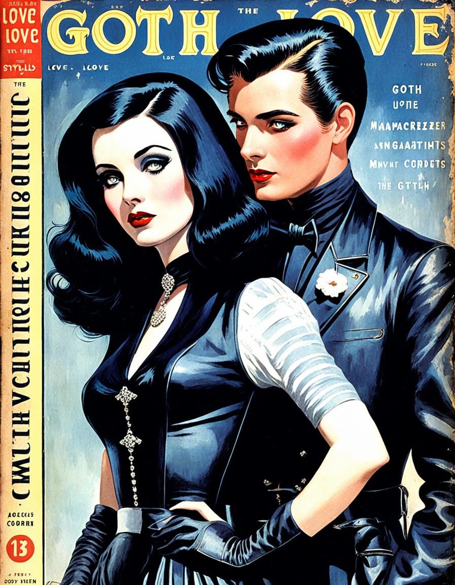 Pulp Goth Love Cover #19 - AI Generated Artwork - NightCafe Creator