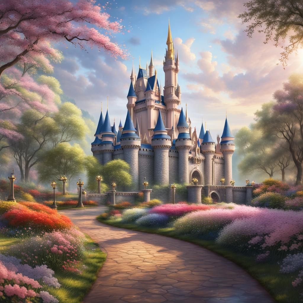 Cinderella castle in Spring - AI Generated Artwork - NightCafe Creator