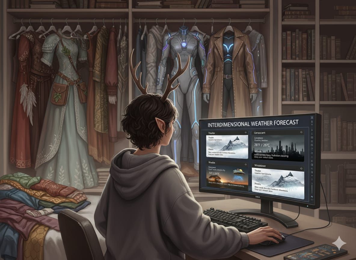 Backdoor can't decide what to wear before the next adventure...