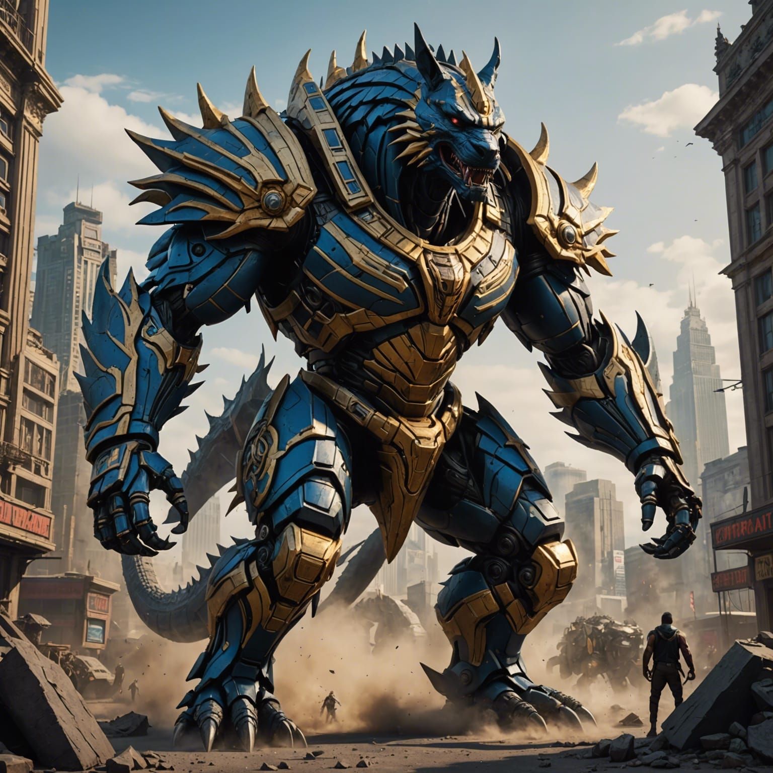 A giant muscular thick Anubis Godzilla Robot