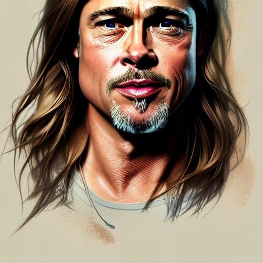 brad Pitt long hair head and shoulders portrait, 8k resolution concept art portrait by Greg Rutkowski, Artgerm, WLOP, Alphonse Mucha dynamic... - AI Generated Artwork - NightCafe Creator brad Pitt long hair head and shoulders portrait, 8k resolution concept art portrait by Greg Rutkowski, Artgerm, WLOP, Alphonse Mucha dynamic... - AI Generated Artwork - NightCafe Creator
