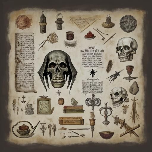 intructions, papyrus, witchcraft, horror, teeth, eyes, ritua...
