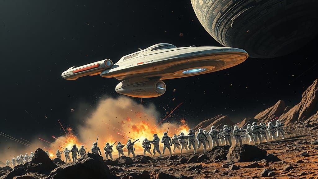 the star trek Enterprise star ship in space with star wars s...