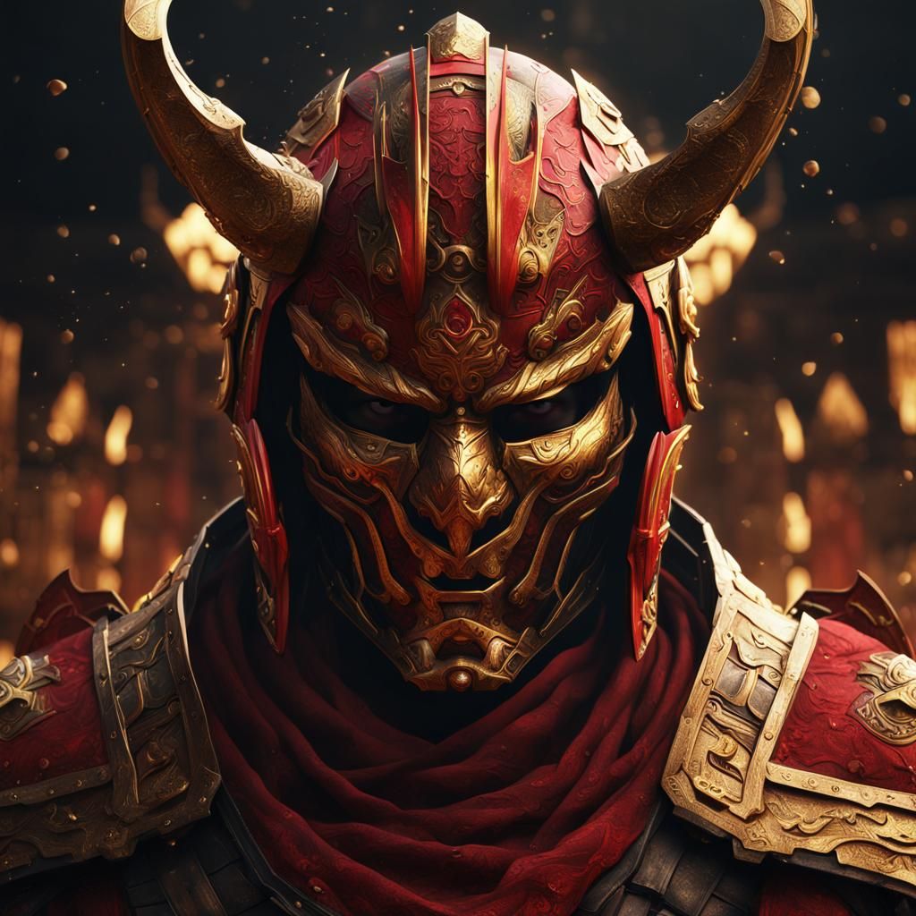 full mask red and gold ronin