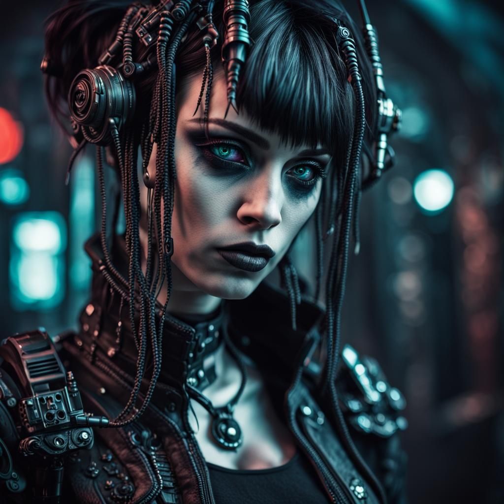 Tantalizing Goth Cyberpunk woman