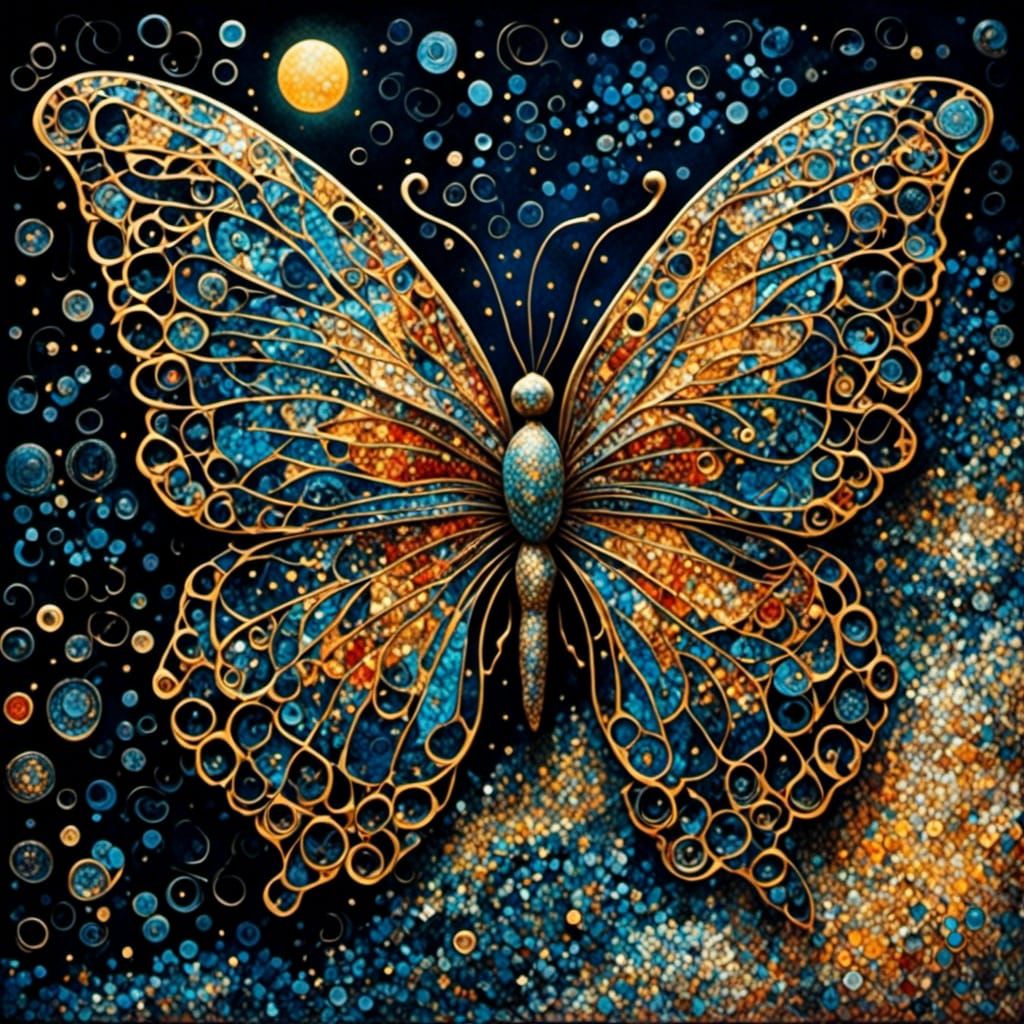 Acid-etched butterfly