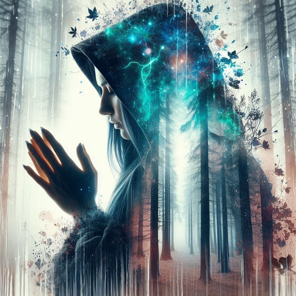 double exposure beautiful fantasy DALL-E 3 portrait landscap...