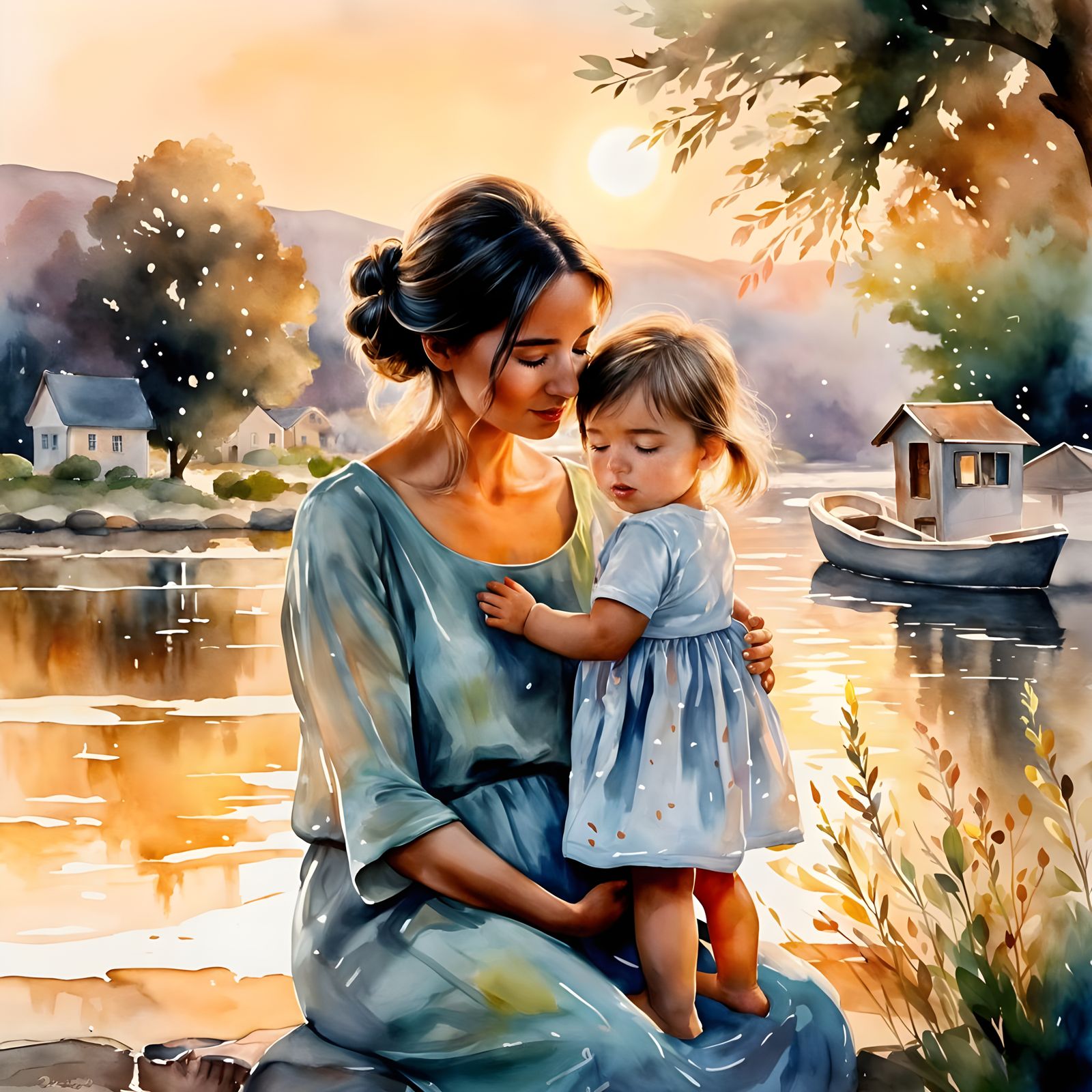 Eine warme Szene von Mutter und Kind, die einen ruhigen Moment miteinander verbringen.  by @Londo Mollari