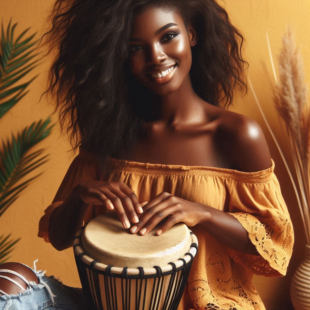 Playing african musical instrument